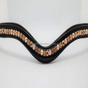 Banda de cuero para cejas hecha a mano Para Caballo, cadena ostentosa multicolor en todos los tamaños y lazos cosidos - Product Image 5