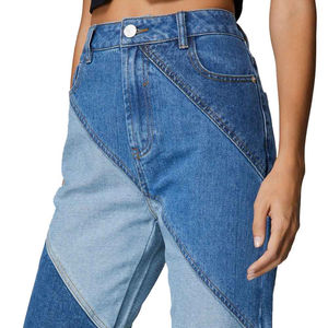 Winter Collection Best Price Factory Direct Straight Fit Color Block Denim Jeans for <b>Women</b> Breathable High-Rise Plus Size - Product Image 3