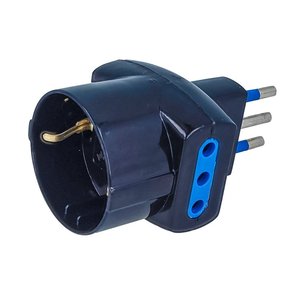 Ba cắm Adapter 10A 2 ý 10A ổ cắm + 1 Schuko 10A Đen-Vật liệu điện/phích cắm, đa ổ cắm và mở rộng - Product Image 1