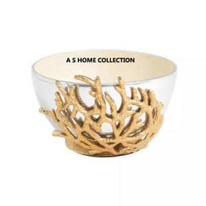 Atractivo diseño adjunto de rama frondosa Metal plateado estilo japonés tazón para servir comida de pie en forma redonda - Product Image 4