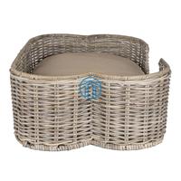Lit pour animal de compagnie en rotin le mieux sélectionné avec coussin tissé chien et chat canapé panier naturel pour un repos confortable pour animaux de compagnie et une décoration intérieure