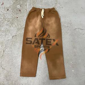 Pantalon décontracté épais pour homme en polyester/coton, style vintage, poids lourd, délavé à l'acide, avec cordon de serrage, en molleton bouclé - Product Image 5