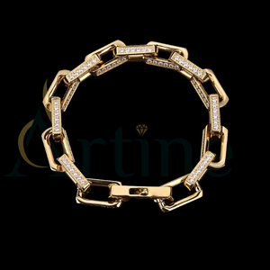 Cadena de cable grueso de diamante completo chapado en oro AAA Cubic Zircon Iced Out Heavy Cuban Bracelet para hombres - Product Image 1