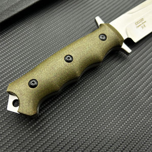 Coltello di sopravvivenza tattico personalizzabile Y8 tessuto lino manico in acciaio inox lama Micarta materiale coltello <span class=keywords><strong>Bushcraft</strong></span> - Product Image 4