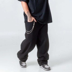 Pantalons de jogging décontractés légers pour hommes en molleton lavé avec cordon de serrage, style baggy, coupe évasée - Product Image 4