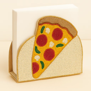 Servilletero con cuentas ecológico con diseño de rebanada de Pizza organizador de mesa decorativo caja de pañuelos para decoración de mesa adornado - Product Image 1
