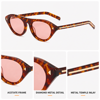 Lunettes de soleil Mellume personnalisées avec logo, monture œil de chat en acétate, polarisées UV400, branches métalliques pour femmes, fournisseur OEM de lunettes de marque privée