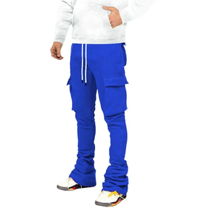 กางเกงวอร์มขาบานเข้ารูปใส่ได้ทั้งชายและหญิงกางเกงคาร์โก้ระบายอากาศสีทึบกางเกงเอวขนแกะ - Product Image 1