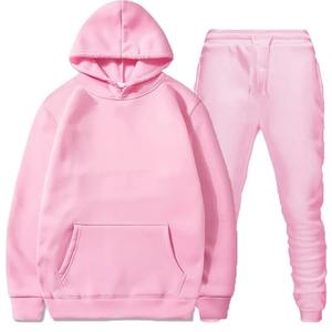New Stylish Plain Tracksuits 100% <b>Organic</b> Cotton Breathable 2 Piece Set Custom Premium Heavyweight Hooded Sweat Suits - Product Image 4