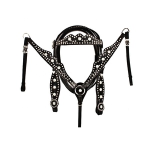 Conjunto de Cabezada y Pechera de Cuero Genuino Premium Personalizado Estilo Western, Duradero, Ligero, Diseños de Última Tendencia, Silla de Montar para Caballo - Product Image 1