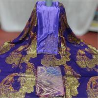 Robe élégante en tissu jacquard tissé de qualité supérieure, 100 % soie, coton/polyester, motif uni, vert royal Fransawi Dirac Chiffon, avec détails dorés