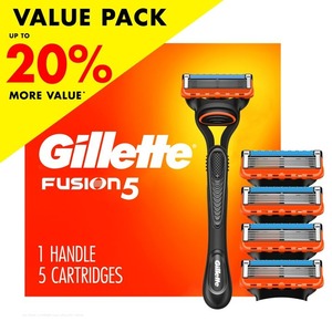 Gillette Fusion5-Maquinilla de afeitar para hombre, paquete económico, 1 MANGO y 5 recambios de cuchillas de afeitar, color negro - Product Image 1