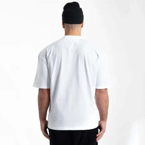 Poids lourd 100% coton uni personnalisé hommes surdimensionné épaule tombante t-shirt impression blanc blanc grande taille hommes t-shirts avec logo - Product Image 4
