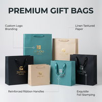 Bolsa de Regalo Grande de Papel de Arte de Buena Calidad con Logotipo Personalizado, Estampado Dorado y Asa de Cuerda Dorada para Empaque de Ropa, Directo de Fábrica