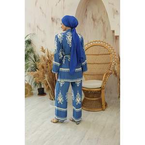 ชุด2ชิ้นลายมาริน่าอินดิโก้ของผู้หญิงฮิญาบผ้าวิสโคส - Product Image 3