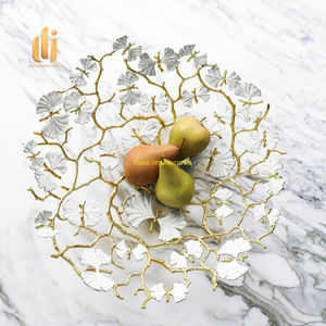 Bol à fruits décoratif de luxe branche florale dorée Design bol de pièce maîtresse en métal moderne pour Table à manger salon décor cadeau - Product Image 3