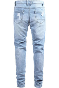 กางเกงยีนส์ผ้าฝ้ายลำลองของผู้ชายขายส่งกางเกงยีนส์แฟชั่นขนาดกลางเอวผอมเพรียวผ้าเดนิมแต่งลายปักสไตล์ตรง - Product Image 5