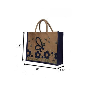Sacs fourre-tout en jute biologique imprimés avec logo personnalisé Sac à provisions en toile d'épicerie réutilisable Textiles naturels et produits en cuir - Product Image 5