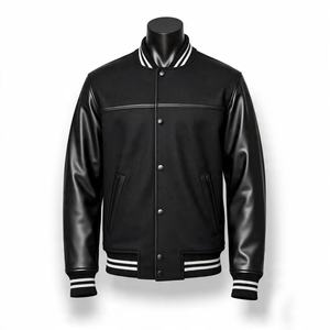 Chenille Broderie Manches En Cuir Personnalisées Bomber Collège Baseball Veste pour Hommes Casual Hommes Streetwear Varsity Veste - Product Image 4