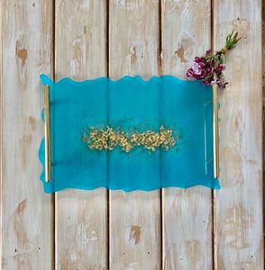 ถาดเรซินพรีเมียมพร้อมที่จับโลหะสำหรับห้องครัวทันสมัยเสิร์ฟอาหารเช้าชากาแฟตกแต่งบ้าน - Product Image 1