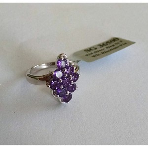 Shah Gems Women's Natural Amethyst Cluster <b>Ring</b> in 925 Sterling <b>Silver</b> <b>Adjustable</b> 18K Plating for Gift Inlaid <b>Ring</b> Accessories - Product Image 4
