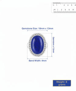 Handmade 925 Sterling Silver Eternity Vermeil <b>Ring</b> Unique Classic Design Natural <b>Lapis</b> <b>Lazuli</b> Gemstone Customized for Wedding - Product Image 4