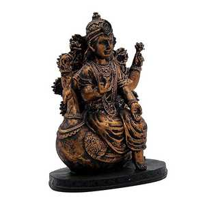 Estatua de Saraswati Hecha a Mano sobre Pavo Real, Acabado en Bronce Antiguo, Ídolo Hindú - Product Image 3