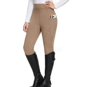 Cómodos pantalones de montar para mujer con cintura elástica Asiento completo Pantalones de montar a caballo con cintura alta - Product Image 1