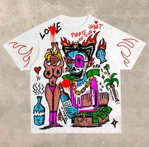 Camiseta de Hombre de Algodón 100% Grueso, Estampado Digital, Antibacteriana, Cómoda, Estilo Hip Hop, Ecológica, Fabricación OEM - Product Image 3