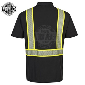 ODM UNIQUE GYM WEAR Camiseta de Alta Visibilidad para Hombre Adulto con Bolsillos, Botones y Franjas Reflectantes de Poliéster/Algodón - Product Image 3