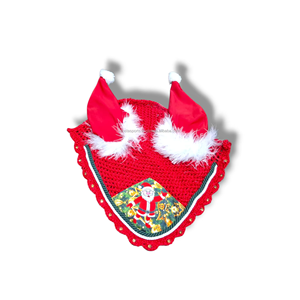Atuendo de vacaciones Navidad Santa Tema Equipo ecuestre Hermosos gorros para las orejas Producto Caballo Fly Veils Ear Net con un bucle - Product Image 1