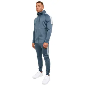 2022 hiver Offre Spéciale hommes taille XL coupe ajustée 100% coton Polyester Jogging survêtement plaine rayure fermeture éclair conception vierge avec Logo - Product Image 1