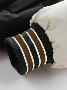 Veste matelassée Varsity pour hommes noir et blanc avec capuche lettre Patch Design chaud matelassé manteau d'hiver décontracté Streetwear vêtements d'extérieur - Product Image 6