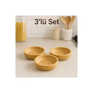 ชุดชามขนมไม้ไผ่ทรงกลม 3 ใบ - Product Image 1