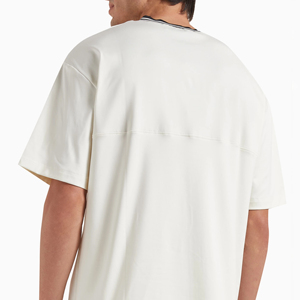 Wholesale Custom Men's Boxy Fit <b>Fan</b> Jersey 100% Cotton Long Length V-<b>Neck</b> Anti-Wrinkle Light Weight Custom Printing - Product Image 5