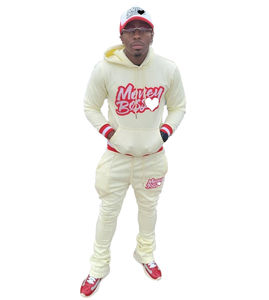 Streetwear vintage personnalisé pour hommes, survêtement lourd délavé à l'acide, pantalon de survêtement à triple fermeture éclair, ensemble sweat à capuche court, grande taille avec strass - Product Image 4