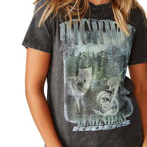 100% coton personnalisé col rond manches courtes fente latérale Tops d'été femmes t-shirt - Product Image 2