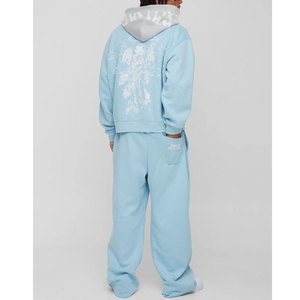 Conjunto de Sudadera con Capucha y Pantalones Deportivos Holgados Ligeros Estampados Personalizados, 2 Piezas, Felpa, Trajes Deportivos para Hombre, Sudadera con Capucha, Chándales de Invierno - Product Image 2