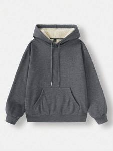 Sweat à capuche surdimensionné personnalisé pour hommes et femmes en tissu polaire doux avec motif d'épaule tombante et style poche kangourou - Product Image 2