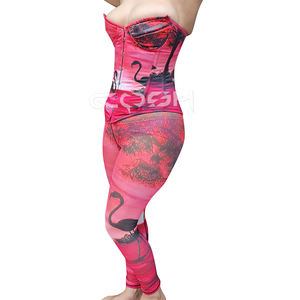 Custom Digital Swan Printed Slim Fit Corset With Elastic Breathable <b>Leggings</b> <b>Womens</b> Sportswear & Casual Wear 2pc Set Supplier - Product Image 5