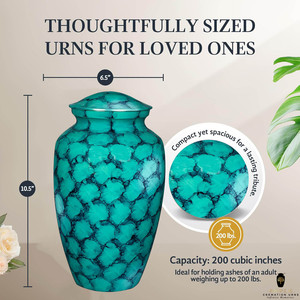 โกศเผาศพทำมือสไตล์ยุโรป/อเมริกัน สีฟ้าพิมพ์ลาย ขนาด 10 นิ้ว เป็นมิตรกับสิ่งแวดล้อม ทนทาน - Product Image 4