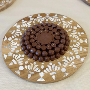 Hot Selling New Style Moroccan Style Bone Inlay Serving Tray Serving Dishes <b>Chocolate</b> Serving Trays <b>Ramadan</b> Decor Dishes Plates - Product Image 2