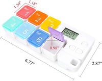 Pilulier 7 jours avec distributeur, organisateur, rappel et alarme, boîte de rangement portable pour médicaments et vitamines