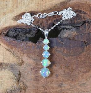Colgante de 5 piedras, opalita lechosa, colgante de cadena de piedras preciosas de Plata de Ley 925 con o sin cadena, regalo de joyería hecho a mano para cumpleaños - Product Image 3