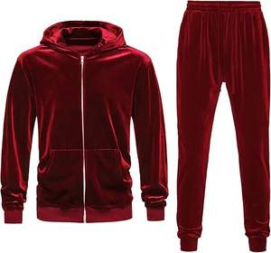 2025 Men's 2 Piece Long Sleeve <b>Tracksuit</b> Velvet <b>Tracksuit</b> Quarter Zip Shirt Elastic Pant <b>Velour</b> Fall Casual Outfit Sweatsuit Set - Product Image 1