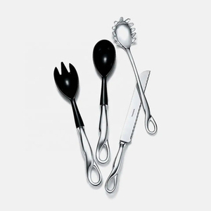 Ensemble de couverts luxueux en acier inoxydable avec poignée en feuille d'argent, parfait pour les mariages élégants, les célébrations de cuisine et de banquet - Product Image 2