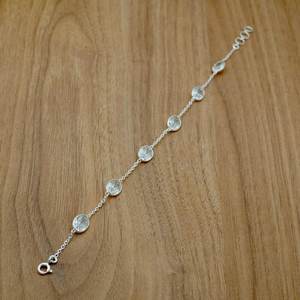 Bracelet réglable en argent Sterling 925 pierre précieuse Zircon blanc minimaliste véritable bijoux de charme de mode cadeau parfait pour elle - Product Image 2