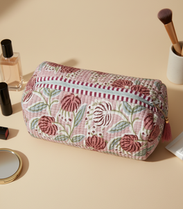 Bolsa de cosméticos impresa de diseñador clásico, bolsa sencilla bonita, bolsas de belleza, bolsa de maquillaje de lona de algodón, bolsa acolchada de algodón con estampado Floral - Product Image 4