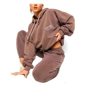 Haute qualité arrivée Offre Spéciale 100% coton lavage à l'acide survêtement dernier Style décontracté lavage à l'acide survêtement pour les femmes - Product Image 1