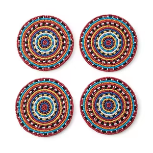 Sous-verres décoratifs en verre perlé de table de fête de mariage de broderie par glowin fashion - Product Image 3